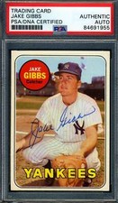 Jake Gibbs PSA DNA Signed 1969 Topps Autograph