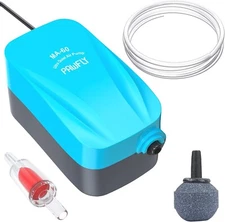 Pawfly Aquarium 15-40 GPH Compact Air Pump Quiet Oxygen 3-20 Gallon, Blue
