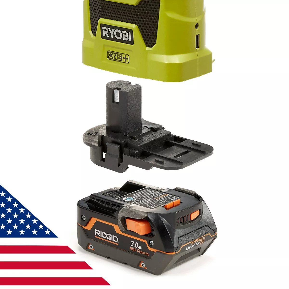 Badaptor Ridgid 18V Battery Adapter to Ryobi 18v One+ Tool