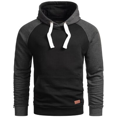 A. Salvarini Herren Sweatshirt Pullover Kapuze Hoodie O297 Schwarz Dunkelgrau