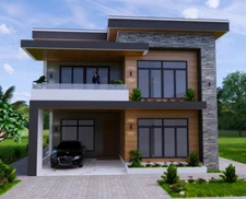 33X56 House Design Plans 10x17 Meter 6 Bed 8 Bath Flat Roof PDF & A4 Hard Copy