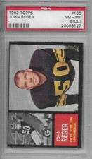 1962 TOPPS FOOTBALL John Reger #135 PSA 8 (OC) NM-MT Pittsburgh Steelers
