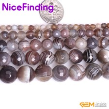 Natural Botswana Agate Round Faceted Beads Jewelry Making 15'' 6mm 8mm 10mm 12mm