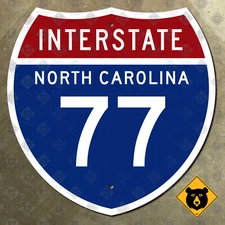 North Carolina Interstate 77 highway route marker road sign Charlotte Airy 18x18