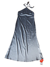 CIDER Sky Blue Satin Halter Neck Tie Sleeveless Long Dress Approx. Size M