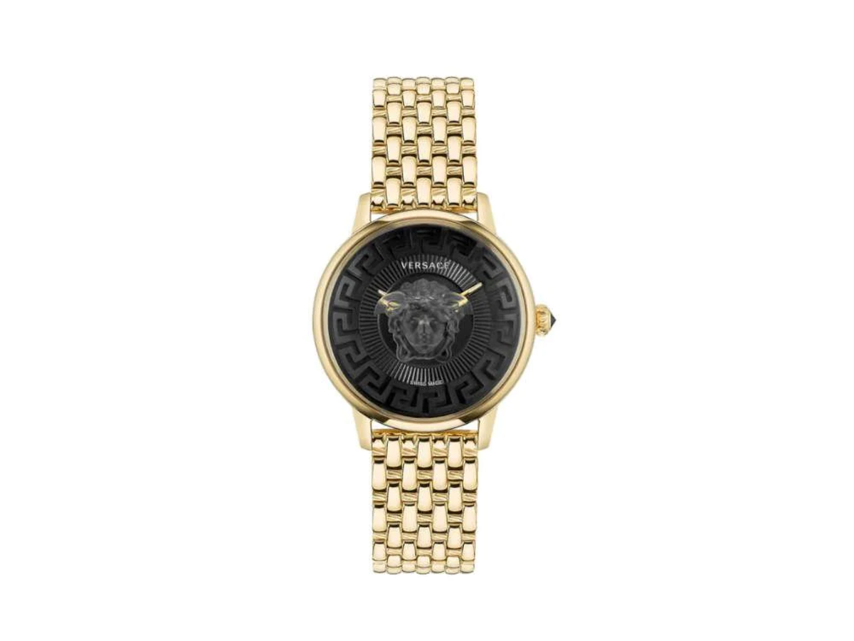 【23AW NEW】VERSACE_women / MEDUSA ALCHEMY ウォッチ Versace Medusa Alchemy Quartz Watch, PVD Gold, Black, 38 mm