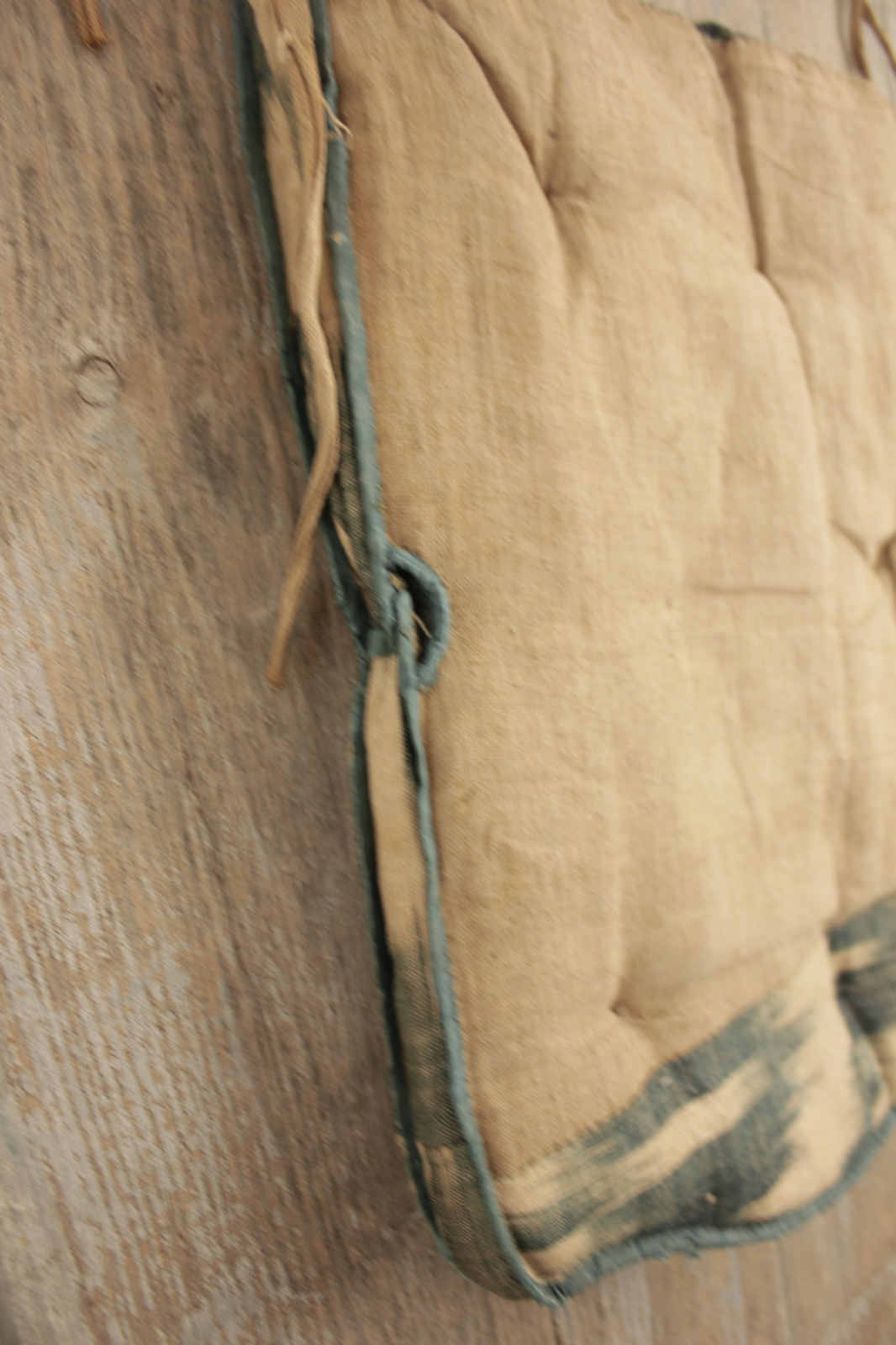 Antique chair seat cushion French 19th century Ikat horsehair stuffed