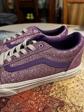 VANS Off The Wall Purple Glitter Sparkling Skateboard Shoes Sneakers Size 5