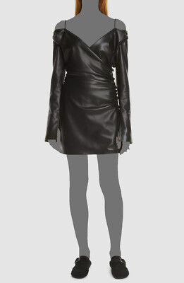 black leather like dress Cordelia Black Vegan Leather Dress Black / XSmall