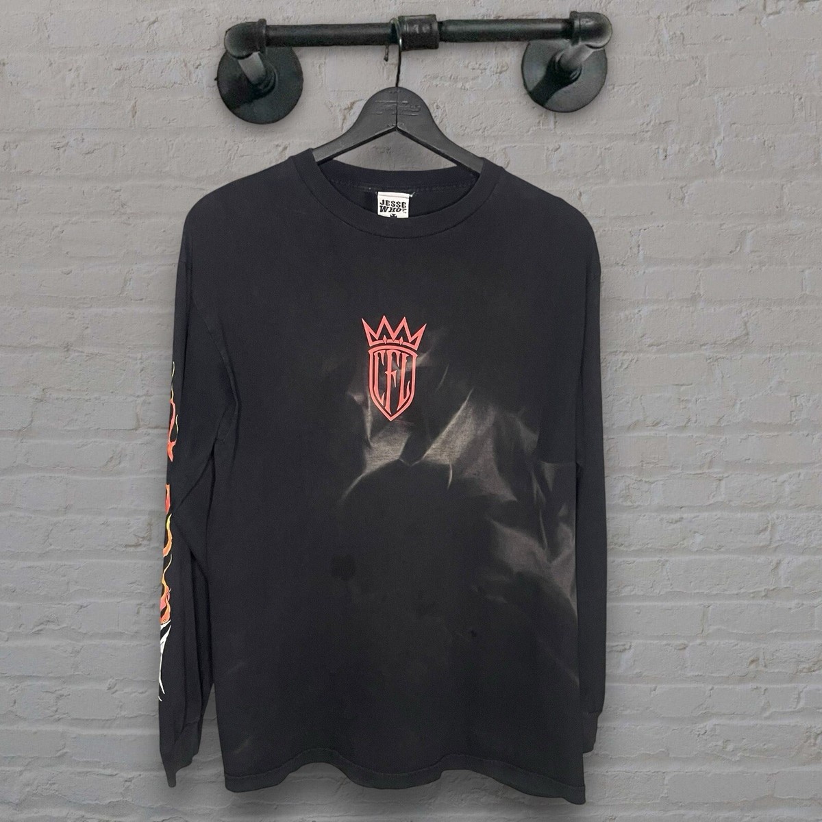 VTG West Coast Choppers CFL Black Fire Flame Skull Long VTG West Coast Choppers CFL Black Fire Flame Skull Long