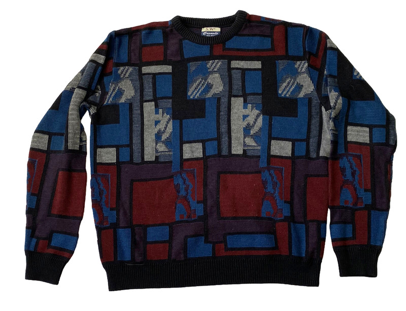 S. Wm Casuals Tall Man Knit 90's Size XLT Acrylic Multicolor Sweater