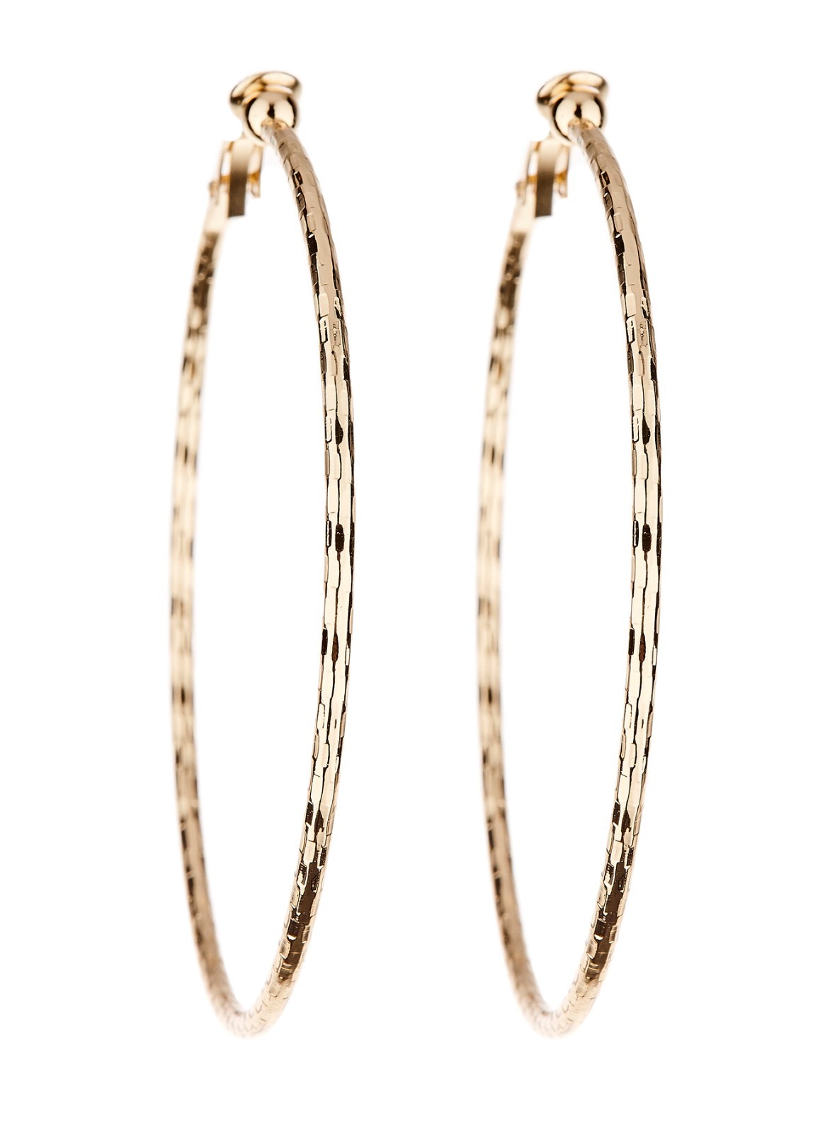 Gold Clip On Hoops big non pierced large hoop earrings - Delia