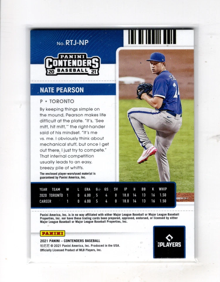2021 Panini Contenders Rookie Ticket Jersey Relic Nate Pearson #RTJ-NP Rookie RC - Image 2 of 2