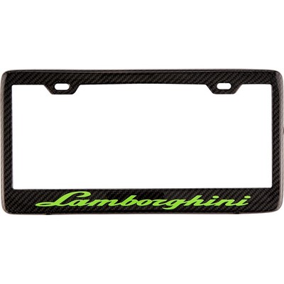 Lamborghini Lime Green Lettering Real Carbon Fiber License Plate Frame