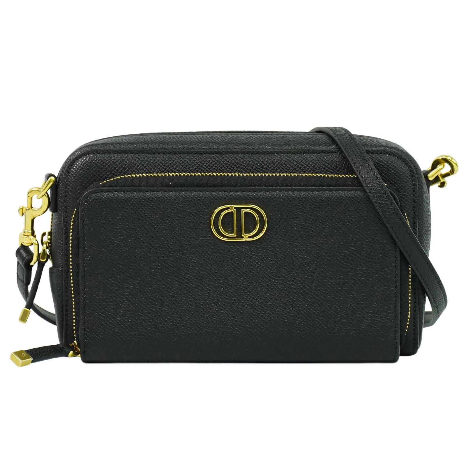 Sac bandoulière Christian Dior cuir bandoulière noir doré