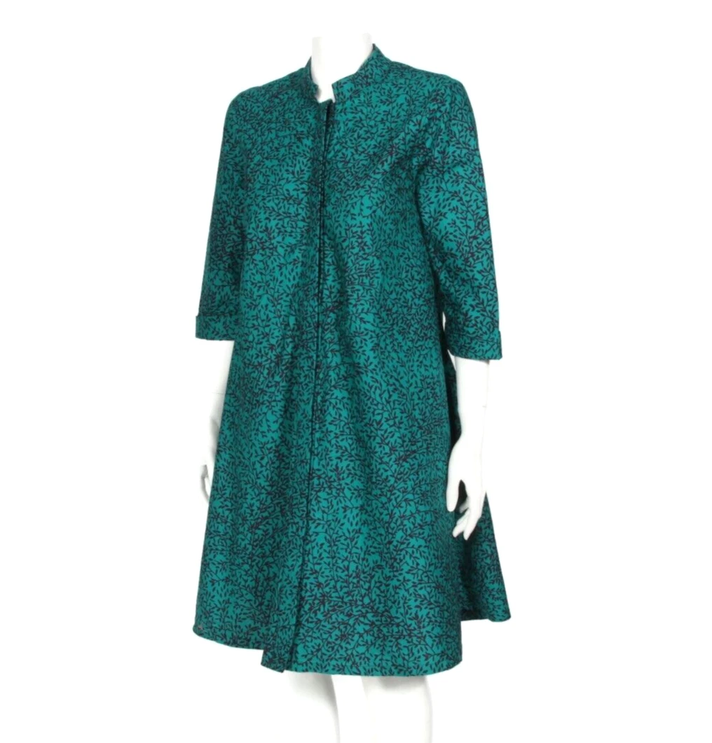 ZURI Kenya Just One Dress Green Botanical Cotton Button Down Shirtdress XS 912