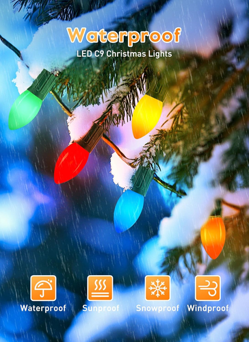 Vintage C9 LED Christmas Lights Outdoor, 150 Feet C9 String Lights with 75 Shatt - Bild 5 von 7
