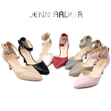 Women's Kitten Heel Pumps Shoes Closed Pointed Toe Ankle Strap Dress Stiletto