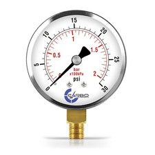 Manómetro 2-1/2" - Caja de acero cromado, 1/4" NPT, inferior Mnt. 30 PSI
