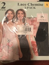 Flora Nikrooz Lace Chemise Women's S Size Stretch Microfiber Black Rose 2-PK