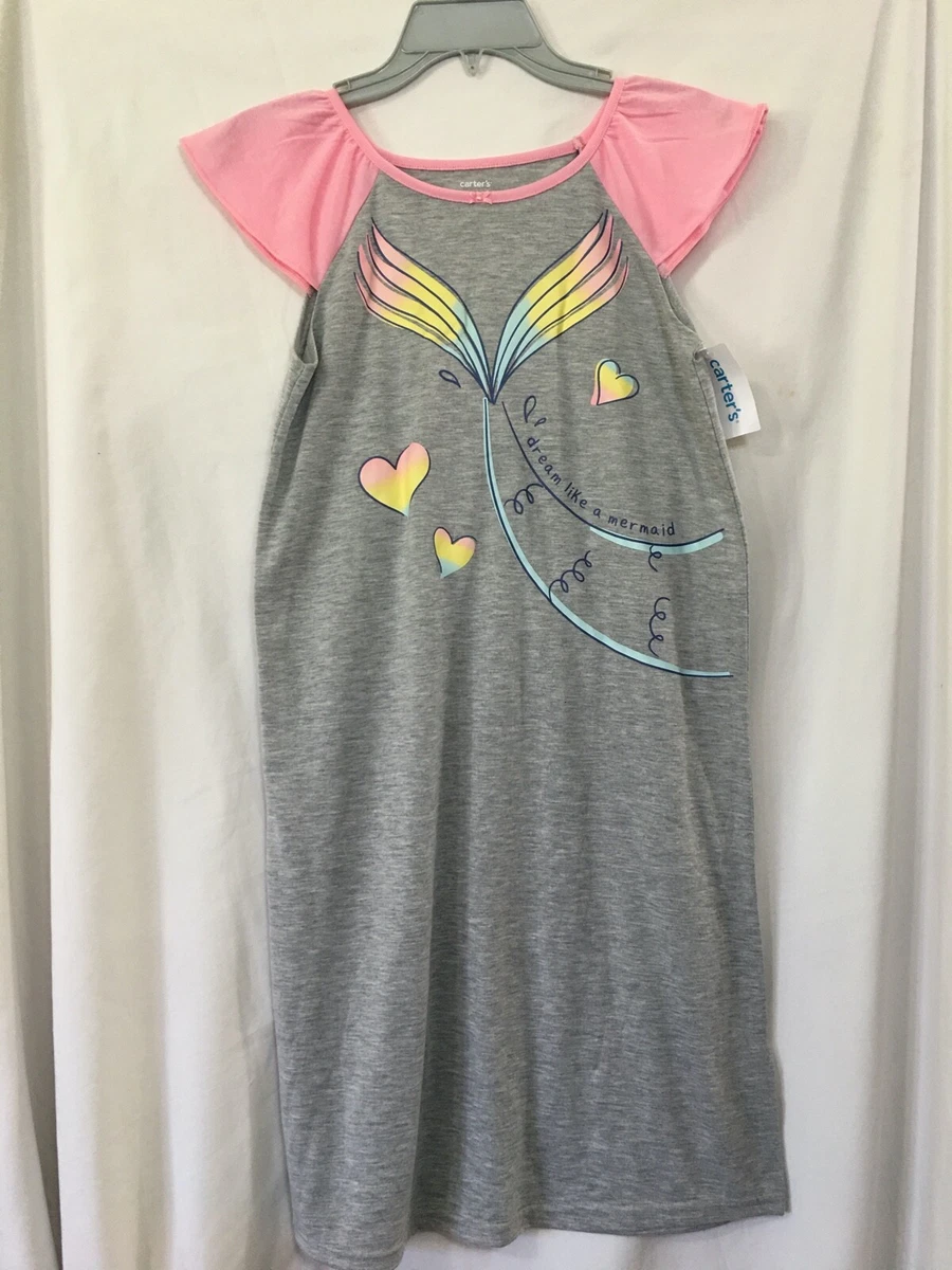 New Carter s Mermaid Nightgown Nightshirt Girls L 12 14 Pink and