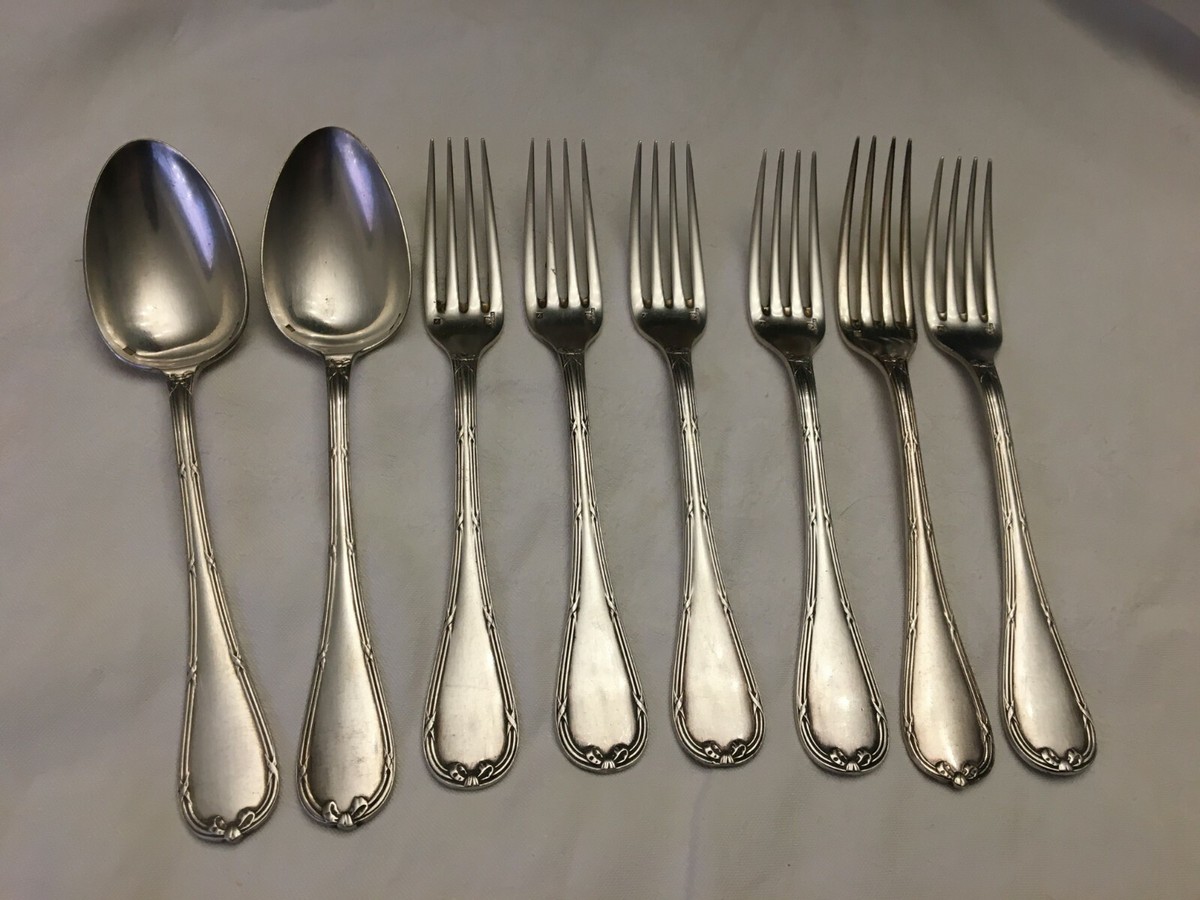 5 Fourchettes + 2 Cuillères Christofle Métal Argenté - Modèle Rubans - Occasion