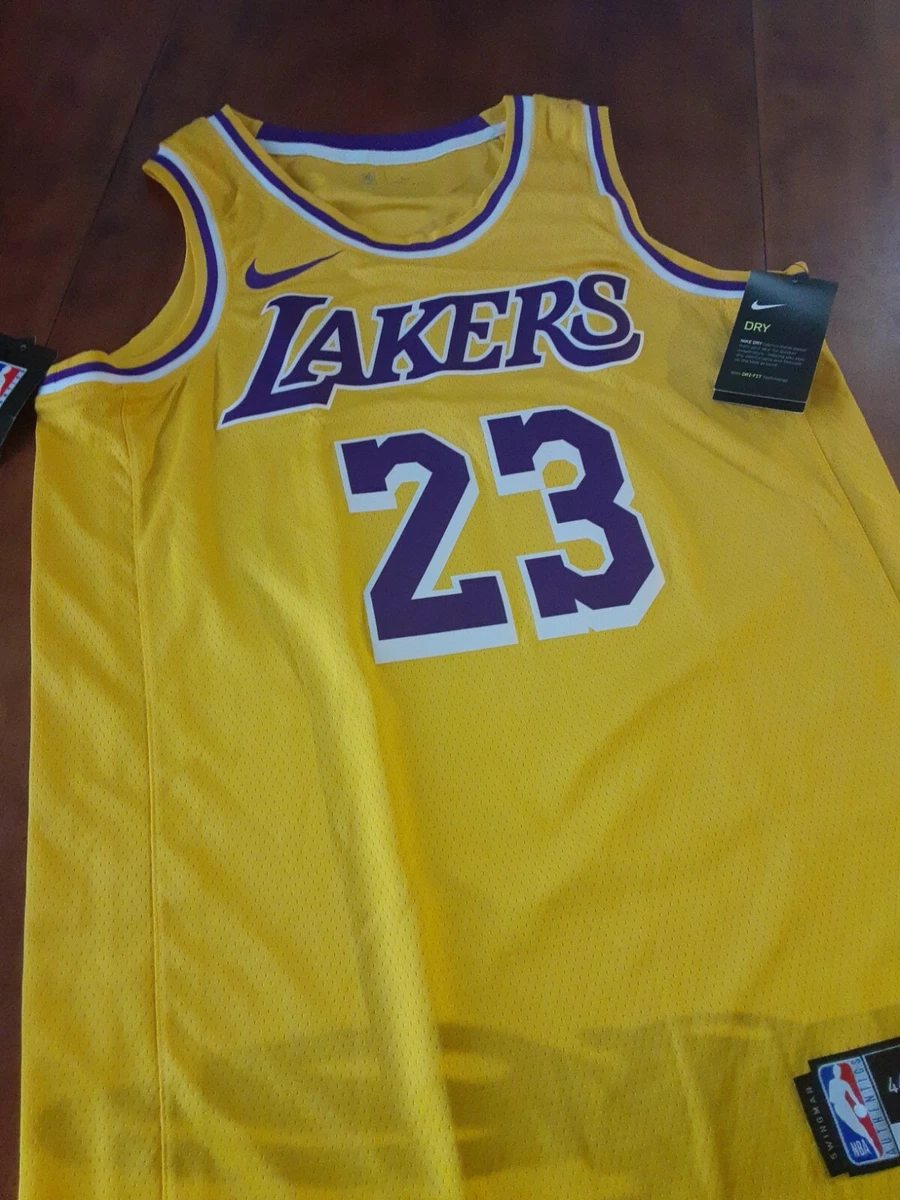 100% Authentic Los Angeles Lakers LeBron James 23 Swingman Jersey Icon size  44 M