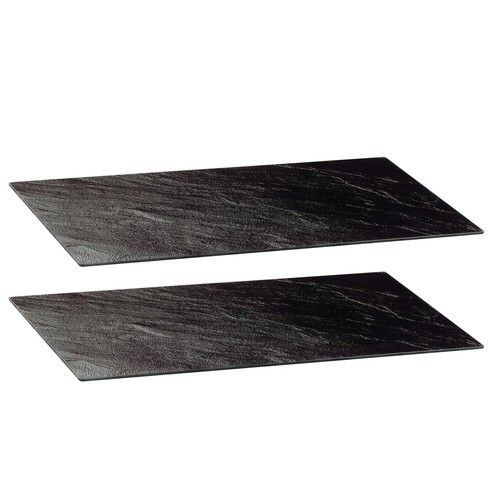 Set 2 Glass Chopping Cutting Board Marble Slate Stove Oven Cover Black Worktop - Picture 4 of 6