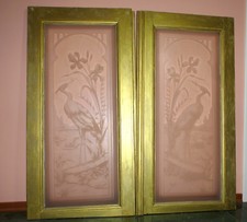 Prager Jugendstil Türflügel um 1900 Geätztes Glas Prag 