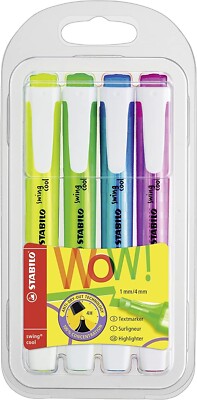 Stabilo Swing Cool Textmarker Marker Stifte - Geldbörse mit 4 verschiedenen Farben