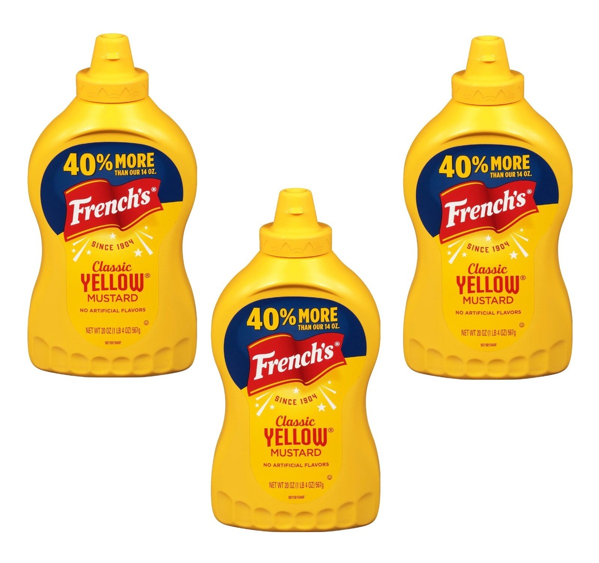 French's Classic Yellow Mustard, 20 oz (3-Pack), No Artificial