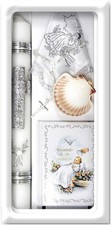 Baptism Candle Set for Boys Girls - Catholic with - Silver