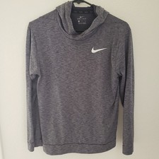 Nike hooded shirt heather gray small dri-fit