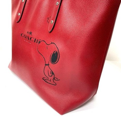 Coach x Peanuts Snoopy Red Leather Tote Bag | eBay
