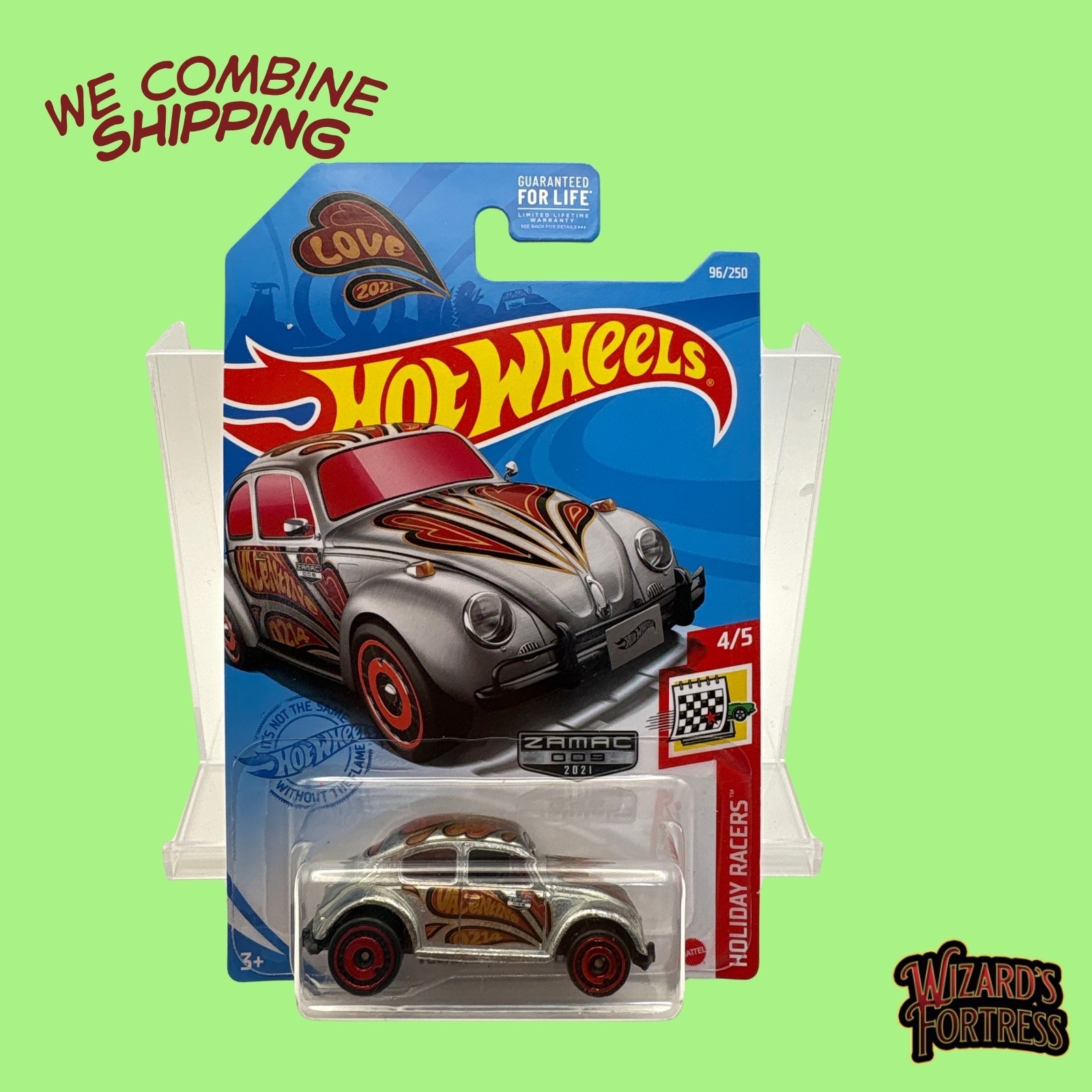Hot Wheels Volkswagen Beetle Zamac Holiday Racers 96/250 2021 VW Bug 1:64