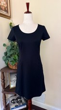 Ann Taylor Loft Black Sheath Dress NWOT Short Sleeve Front Pockets sz 0
