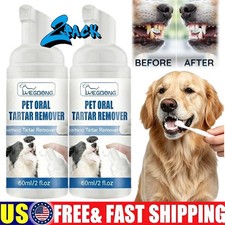 2PCS Pet Dental Tartar Remover Spray, Dog Cat Foam Teeth Clean Breath Freshener