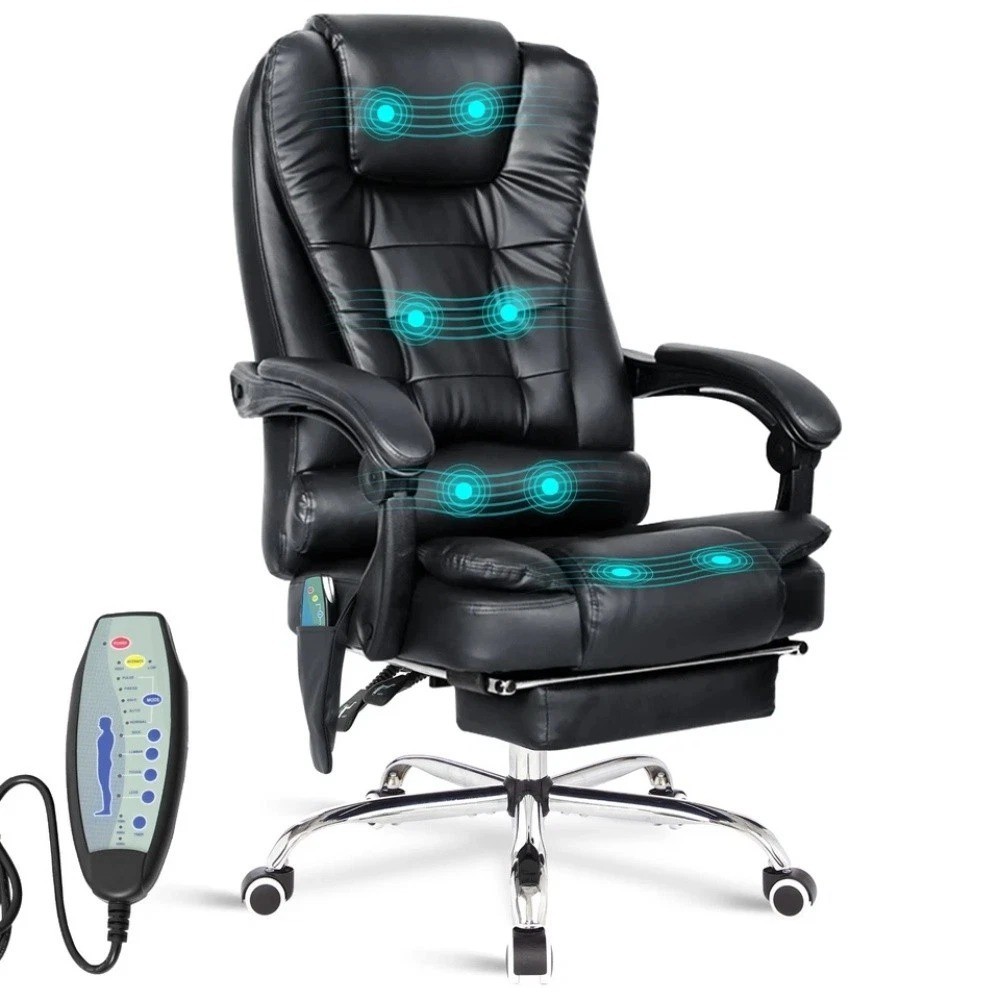 8PointsMassageOfficeChairGamingPCComputerDeskSwivelReclinerChairUK