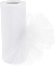 White Tulle Fabric Roll - 6 Inch x 25 Yards Tulle Mesh for Gift Wrapping DIY Cra
