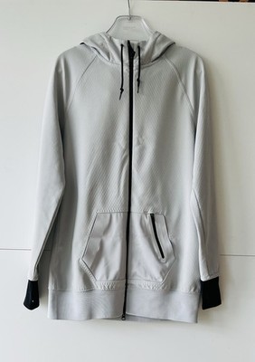 Nike Damen Training Hoodie Jacke Gr. L Grau Schwarz Full Zip Daumenlöcher