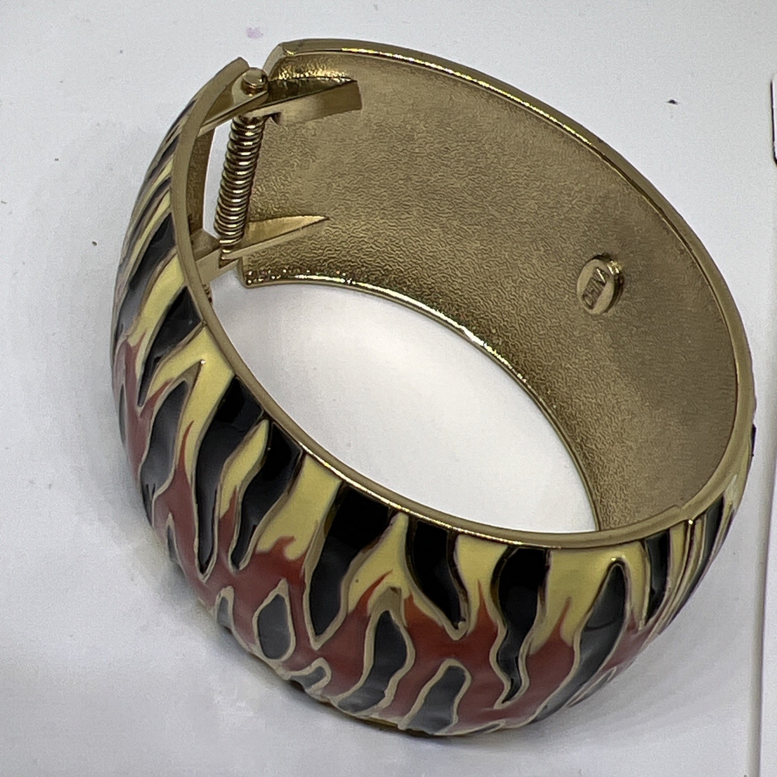 Signed KJL Kenneth Jay Lane  Enamel Tiger Cuff Br… - image 2