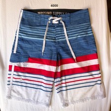 Mossimo Supply Co. men Swimming Trunks size 30 Blue Red Striped No Liner