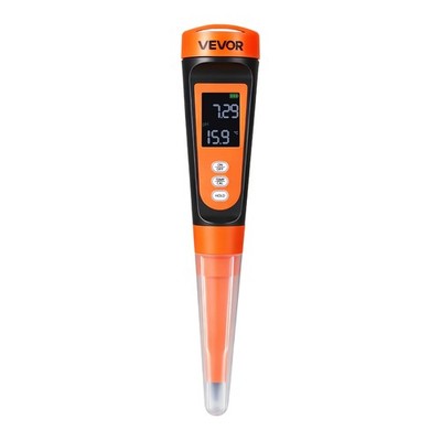 VEVOR Food pH Meter Pocket Tester Kit 0-14 pH Range IP68 Waterproof Probe ATC
