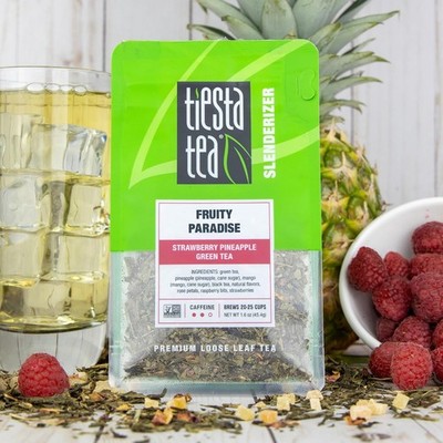 Fruity Paradise, Strawberry Pineapple Green Tea, Premium Loose Leaf Blend,