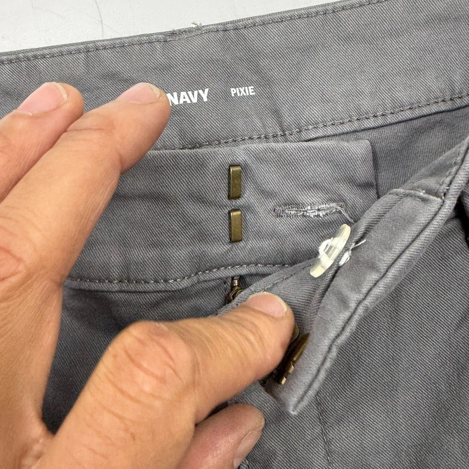 Old Navy Womens Pixie Pants 10 Gray Cotton Stretch Ankle Chino Slim Straight Leg - Image 3 of 4