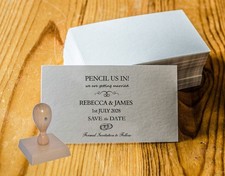 PERSONALISED PENCIL US IN SAVE THE DATE WEDDING INVITATION RUBBER STAMP 