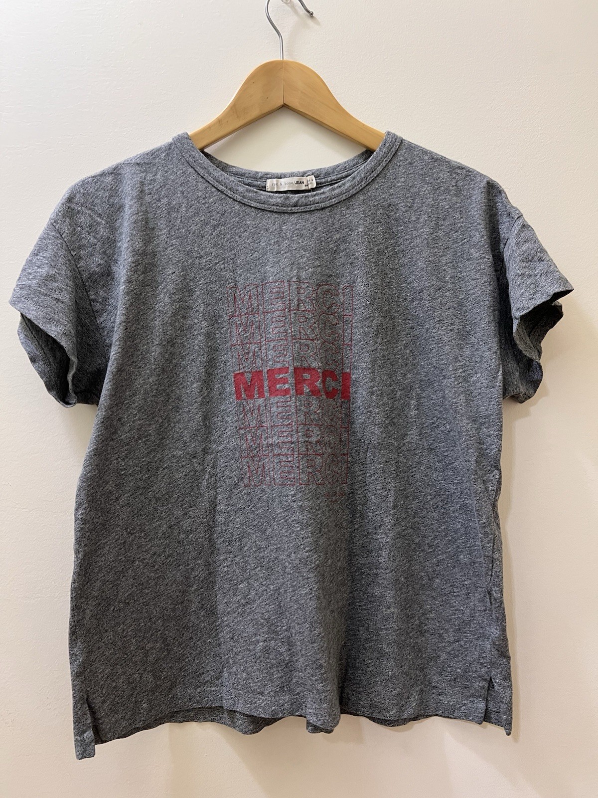Rag & Bone Grey Merci Round Neck T-Shirt Tee Short Sleeve Casual Womens Small