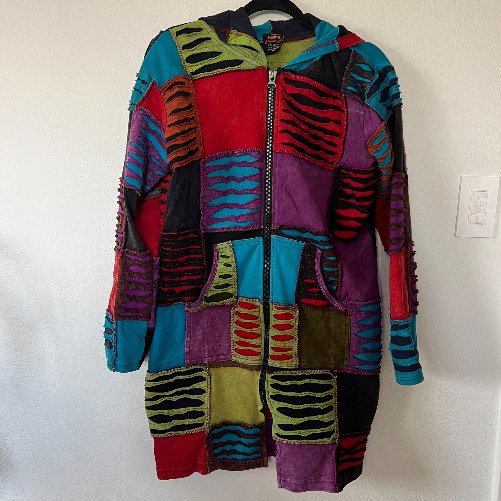 Y2K Patchwork Zip Jacket Psychedelic Festival Coa… - image 9