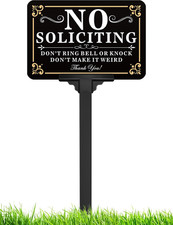 No Soliciting Sign for House with Stake Adjustable Height - 12 X 8 Inch/37 Inch