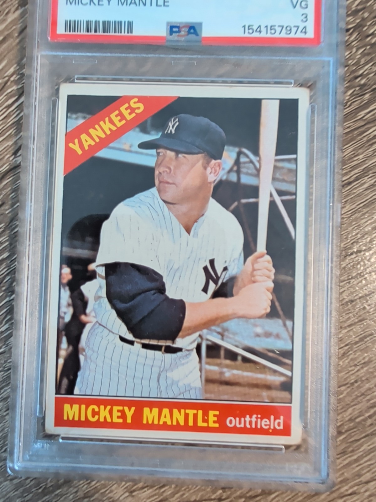 1966 Topps Mickey Mantle #50 Yankees PSA 3 Well Centered  view 3